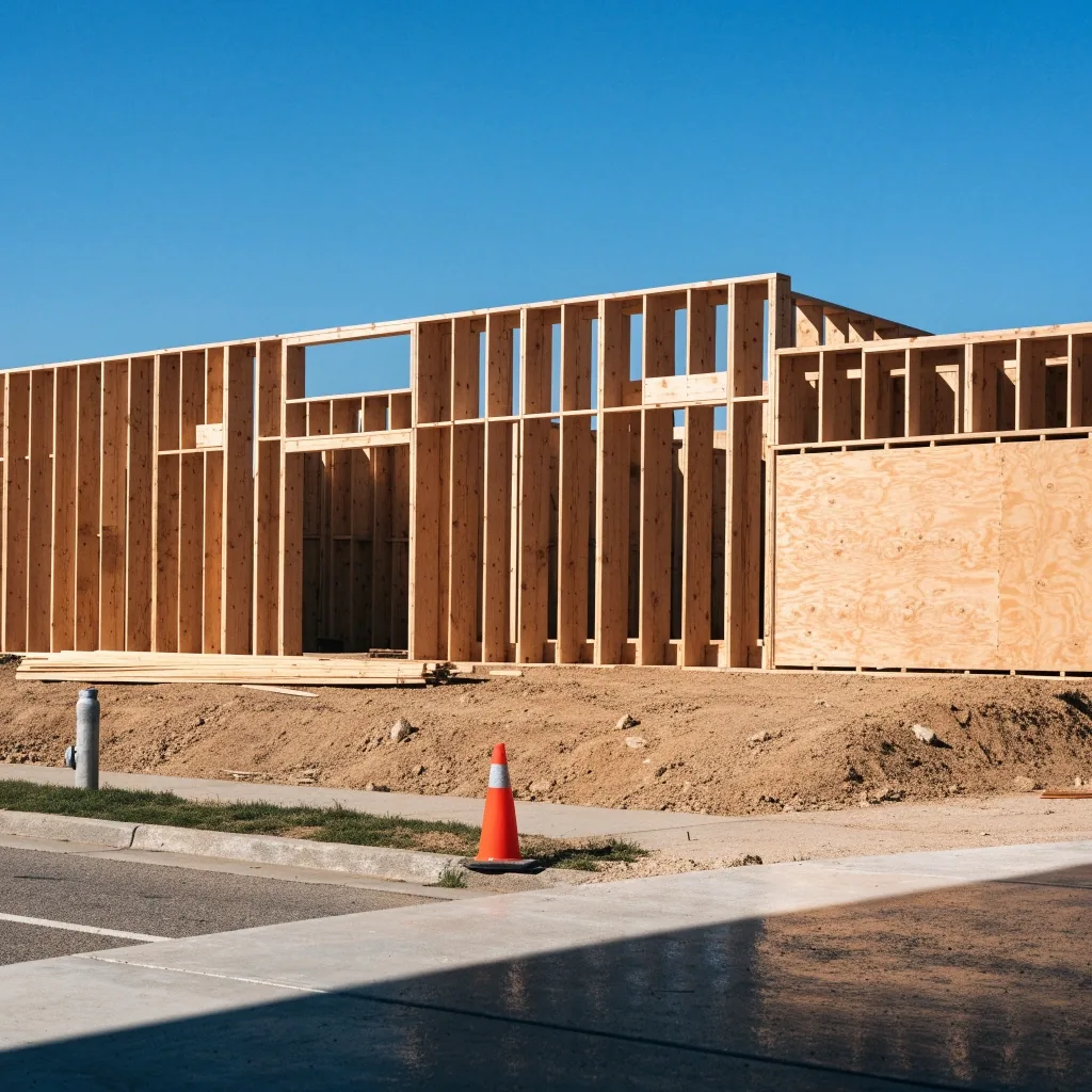 Timber wall and slab at the new expressway shop during construction